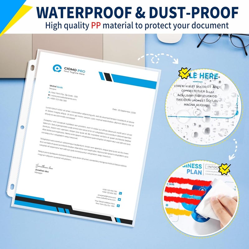 SUNEE Sheet Protectors 200 Packs for 3 Ring Binder, PVC-Free Clear Page Protectors 8.5x11 Inches Plastic Cover for Paper, Documents, Photos, Top Loading Binder Sleeves Letter Size - Image 4